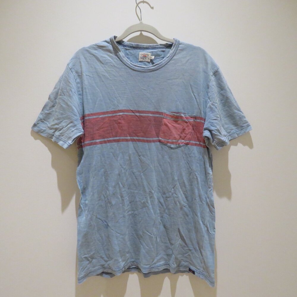 FAHERTY Surf Stripe Tee Cotton T-Shirt Sunwashed Light Blue Medium Casual Travel - Picture 2 of 14